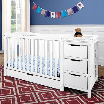baby bed with changing table and dresser